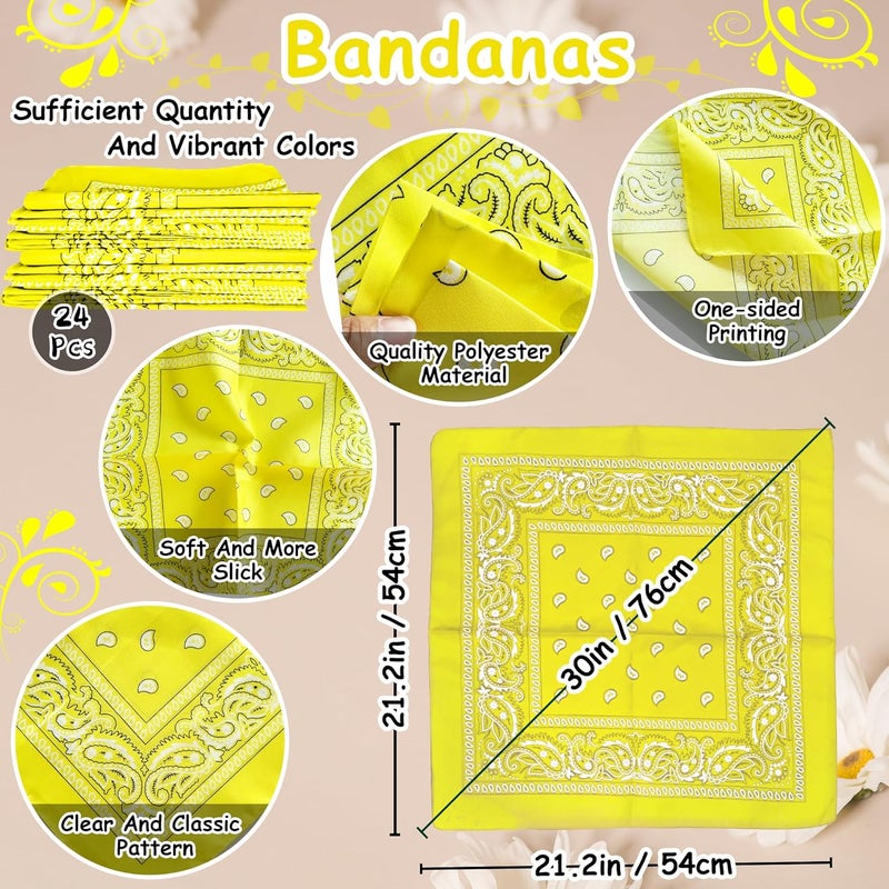 TFengfly 24 Pack Paisley Bandanas Bulk Unisex Cowboy Bandanas Head Scarf Necktie Face Cover - Image 2